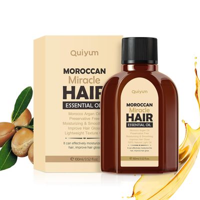 Quiyum Argan Oil of Moroccan Hair Treatment Oils, 100 Natural Argan Oil Formula, Deep Moisturizing, Frizz Control, and Split End Repair for Dry Damaged Hair, Paraben Sulfate-Free, 3.52fl.oz