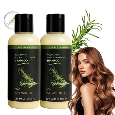 Organic Rosemary Hair Growth Shampoo Twin Pack - Rosemary Hydrolyzed Keratin Formula for Thicker, Stronger Hair - Natural Thickening Strengthening Shampoo for Thinning Hair Hair Loss (2PCS)