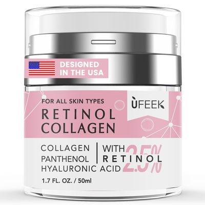 Retinol Face Moisturizer with Collagen Hyaluronic Acid - Instant Face Lift Cream, Neck Cream for Tightening and Firming, Anti Aging Face Cream for Women and Men, 1.7 Fl Oz