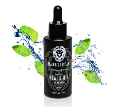MAN MANE Manestream Beard Oil for Men, Beard Growth Oil, Hair Growth Oil with Jojoba, Macadamia, Sunflower, Olive Oils - 50ml (Fall (Sandalwood))