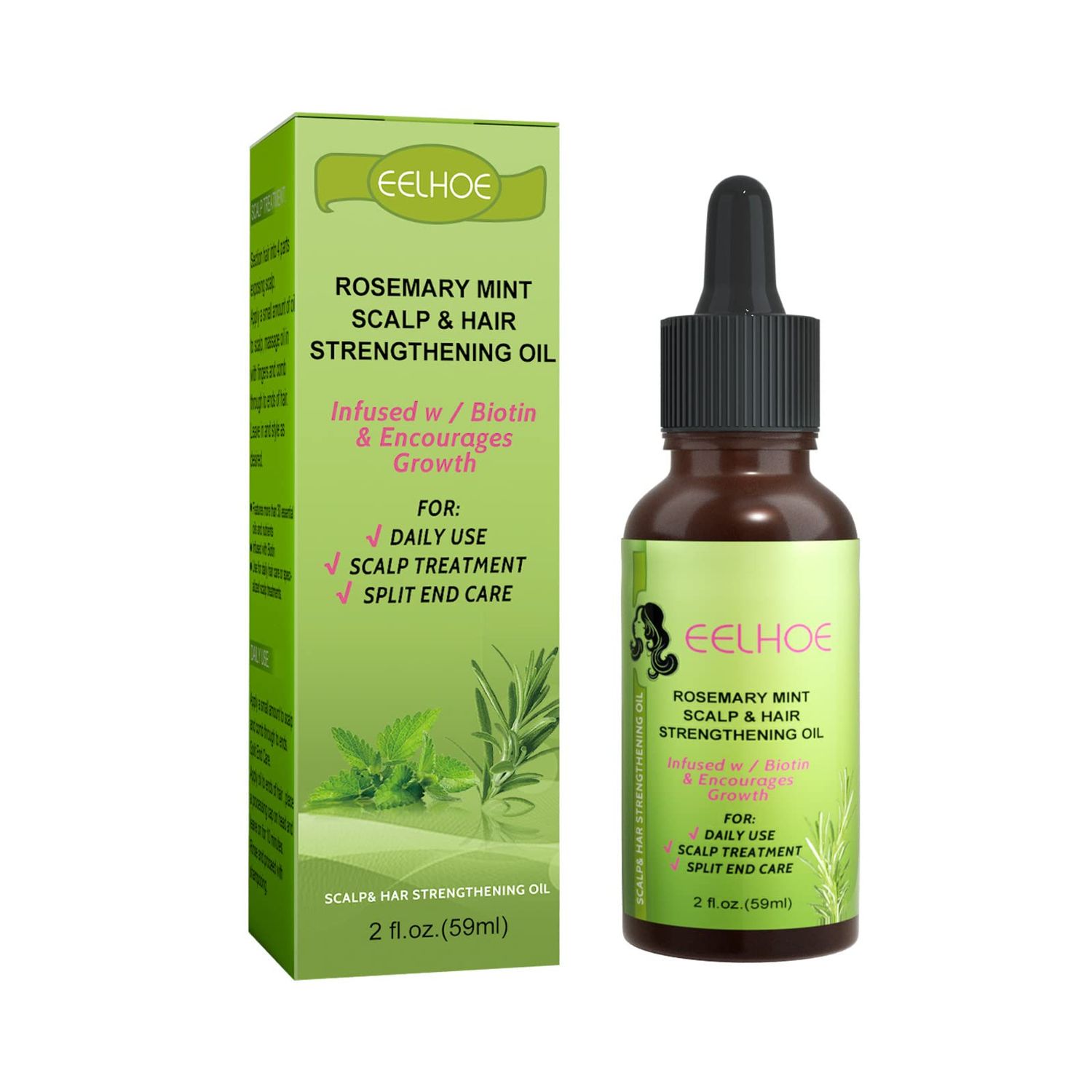 Rosemary Mint Organic Hair Growth Serum - Nourishing Oil for Split End Care, Healthy Scalp, and Hair Loss Prevention