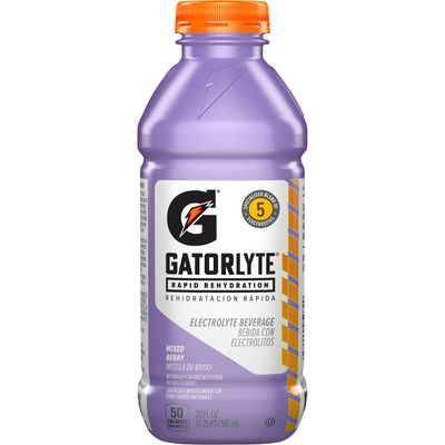 Gatorlyte Rapid Rehydration Electrolyte Beverage, Mixed Berry, 20oz Bottle
