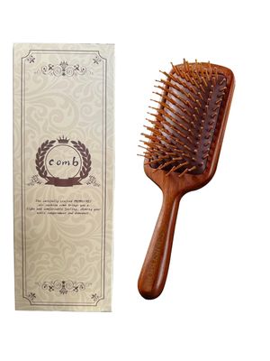 PROBUSINES-Detangling Brush For Adult And Children&#39;s Hair Comb Gently Reduces Frizz Suitable For All Hair Types Wet or Dry Hair Natural Wood Air Cushion Massage Brush Air Cushion Brush
