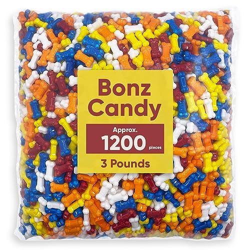 Bone Shaped Bonz Candy - Approx 1200 Bone Candy For Kids - 3 Pound Of Bulk Vending Candy - Dog Bonz Candy