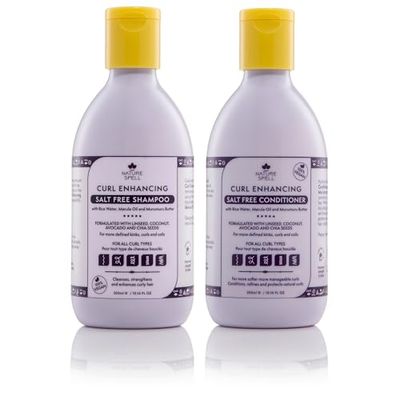 Curl Enhancing Shampoo and Conditioner Set by Nature Spell 10.14 Fl Oz x2 Curly Hair Products - Sulphate Free, infused with Rice Water Linseed, For All Curl Types, 100 Vegan