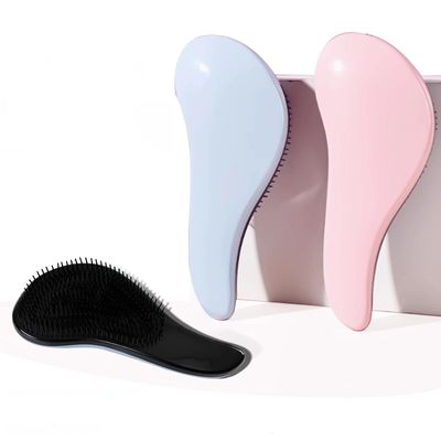 (1Pink and1Blue) pcs:Anti-knotting soft teeth, detangling comb, head massage magic cushion comb, straight hair detangling