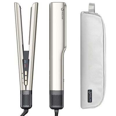 IG INGLAM Air Straightener, Style From Wet Hair, 2.2&quot; Dryer Straightener, 200M Negative Ionic, One-Step Air Straight for Medium and Long Hair (14&quot;-30&quot;), Champagne Silver