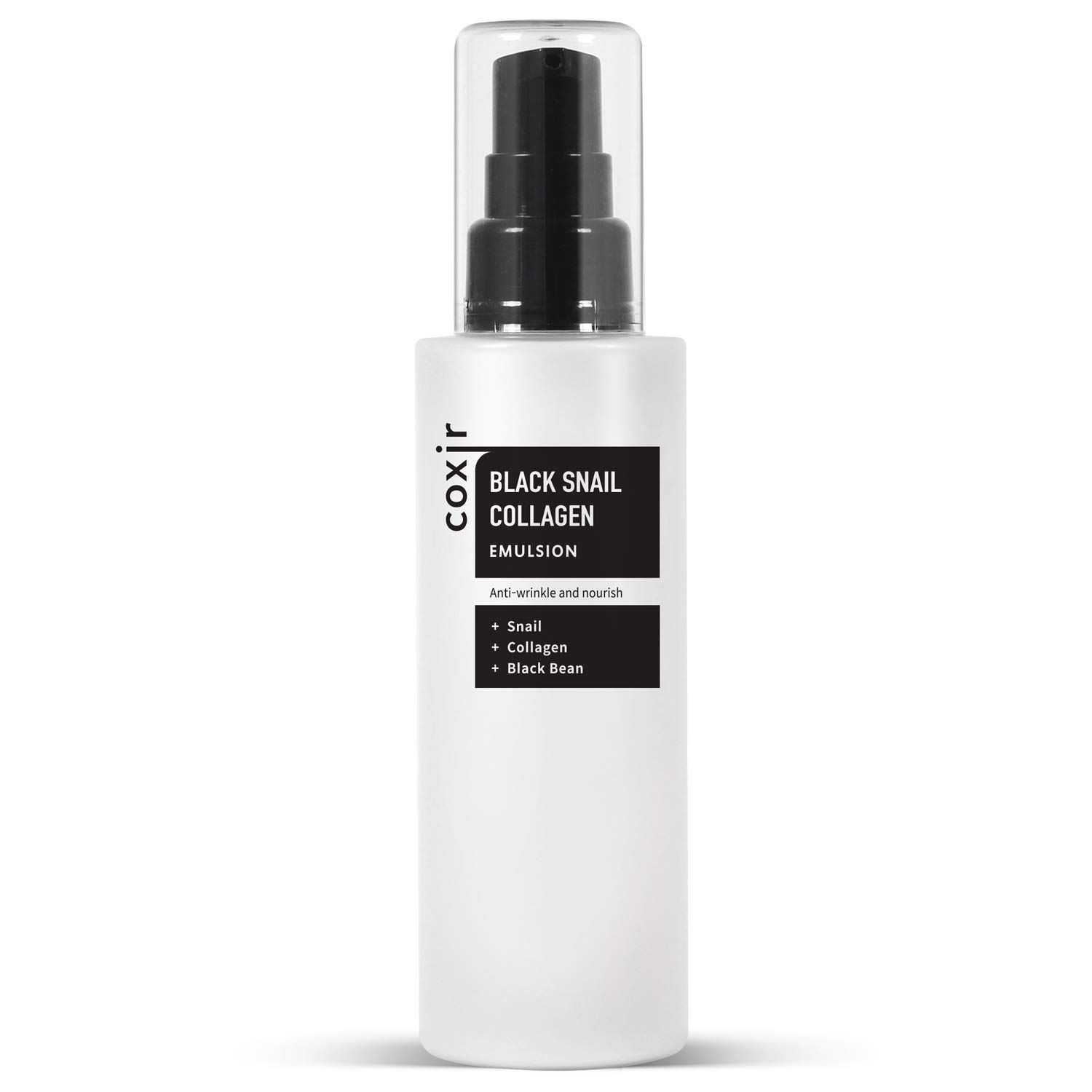 coxir BLACK SNAIL COLLAGEN EMULSION Black Rice, Snail Mucin, Collagen, Hyaluronic Acid Lightweight Face Moisturizer Firming, Nourishing, Korean Skin Care 100ml3.38 fl.oz