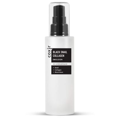 coxir BLACK SNAIL COLLAGEN EMULSION Black Rice, Snail Mucin, Collagen, Hyaluronic Acid Lightweight Face Moisturizer Firming, Nourishing, Korean Skin Care 100ml3.38 fl.oz