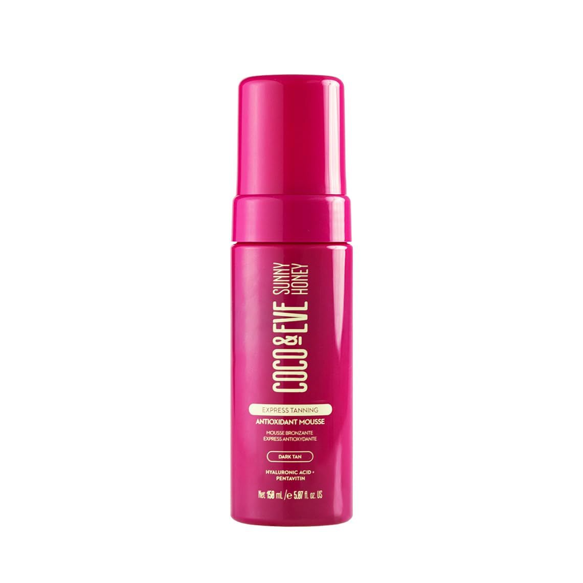 Coco Eve Express Tanning Antioxidant Mousse - Best 1 Hour Streak-Free Sunless Deep Tan Fast, Instant, Natural Dark Glow. Moisturizing Tanner with DHA, Hyaluronic Acid, Coconut Extract (5.07 fl oz)