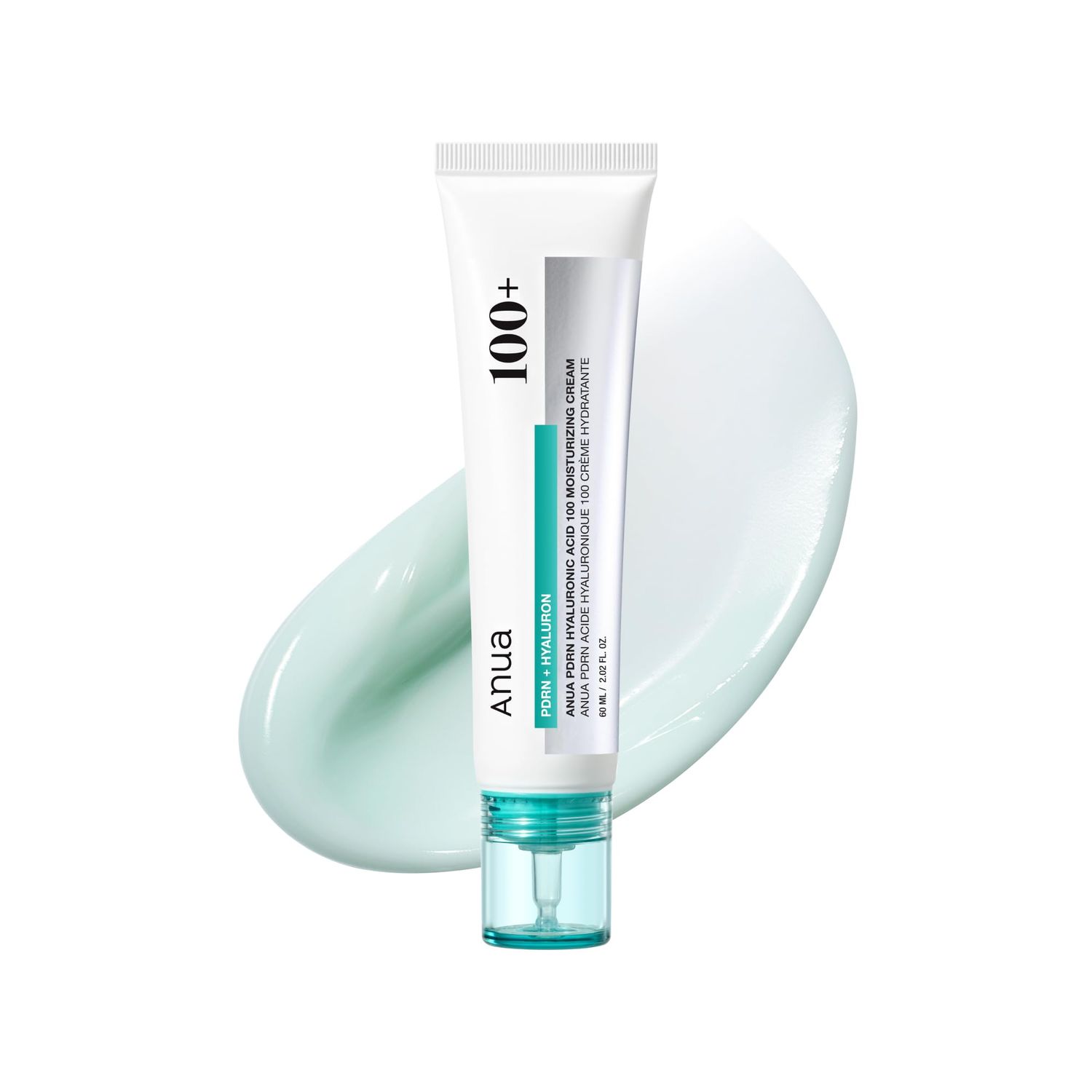 ANUA PDRN Hyaluronic Acid 100 Moisturizing Cream, Lightweight Hydrating Moisturizer with Salmon PDRN, Hyaluronic acid, Collagen for Glass Skin, Korean Skin Care (60ml 2.02 fl. oz)