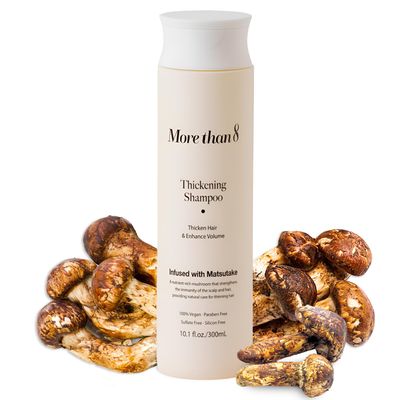 Morethan8 Korean Hair Thickening Shampoo with Matsutake mushroom, for Hair Loss and Hair growth - 300ml 100 Vegan, ParabenSulfateSilicon Free - more than 8