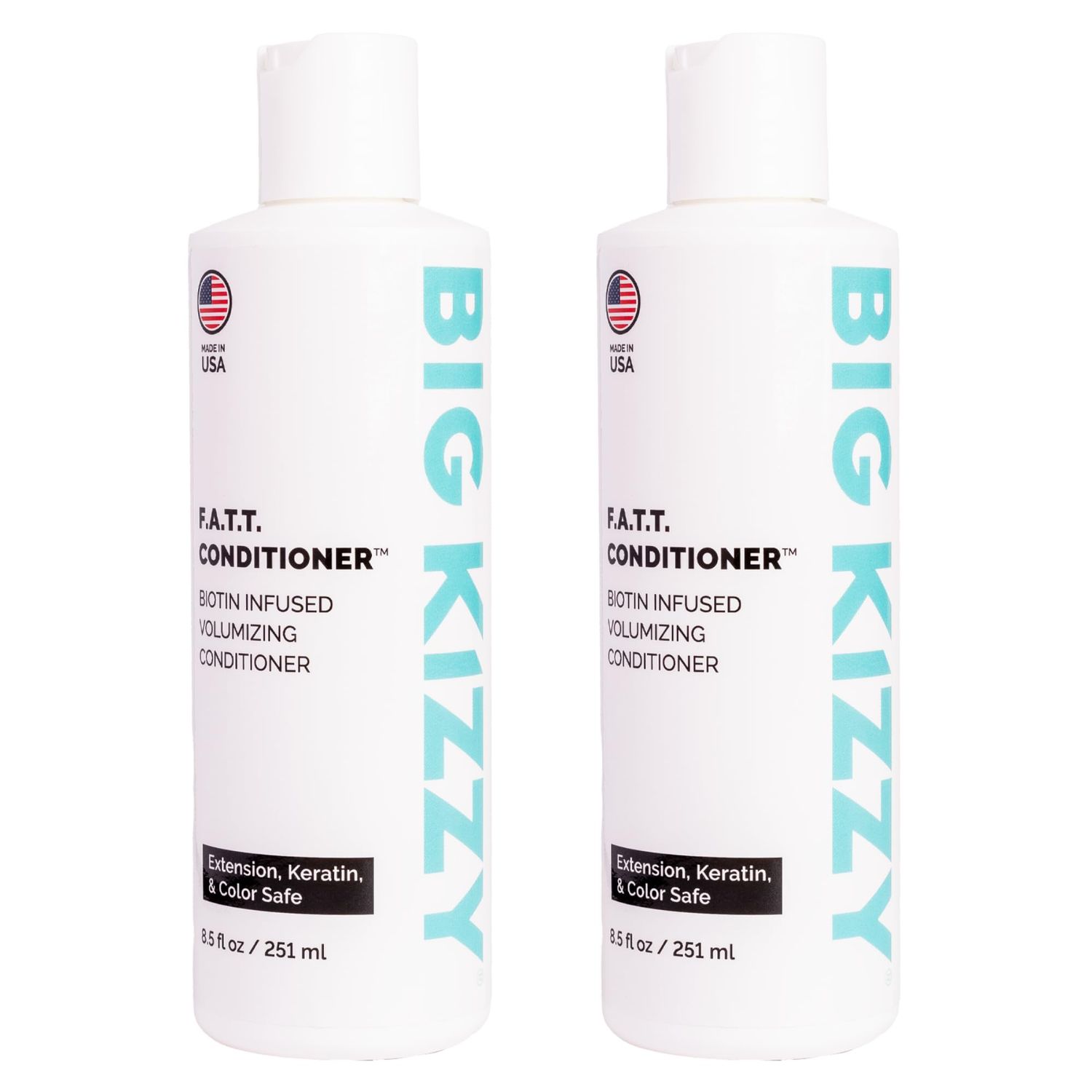 BIG KIZZY Volumizing Biotin Conditioner Set of 2, 8.5oz - Color, Keratin Treatment Hair Extension Safe, Strengthen Nourish Your Hair, Body Building, Thickening Gentle Hair Care