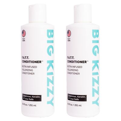 BIG KIZZY Volumizing Biotin Conditioner Set of 2, 8.5oz - Color, Keratin Treatment Hair Extension Safe, Strengthen Nourish Your Hair, Body Building, Thickening Gentle Hair Care