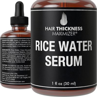 Rice Water for Hair Growth Serum, Fermented Rice Serum for Hair Loss Prevention, Thicker Locks, Split End Therapy, Topical Scalp Treatment for Women, Black Women, and Men with Seaweed Extract, 1oz