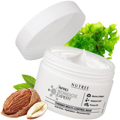 AFRO BRAZILIAN BONDOX Hair Relaxer Alternative - Extra Strong Thermal Hair Mask 8.8oz for Damaged Hair - Straightening Treatment for All Hair Types, Especially Afro 4A 4B 4C - With Almond Oil, Shea Bu