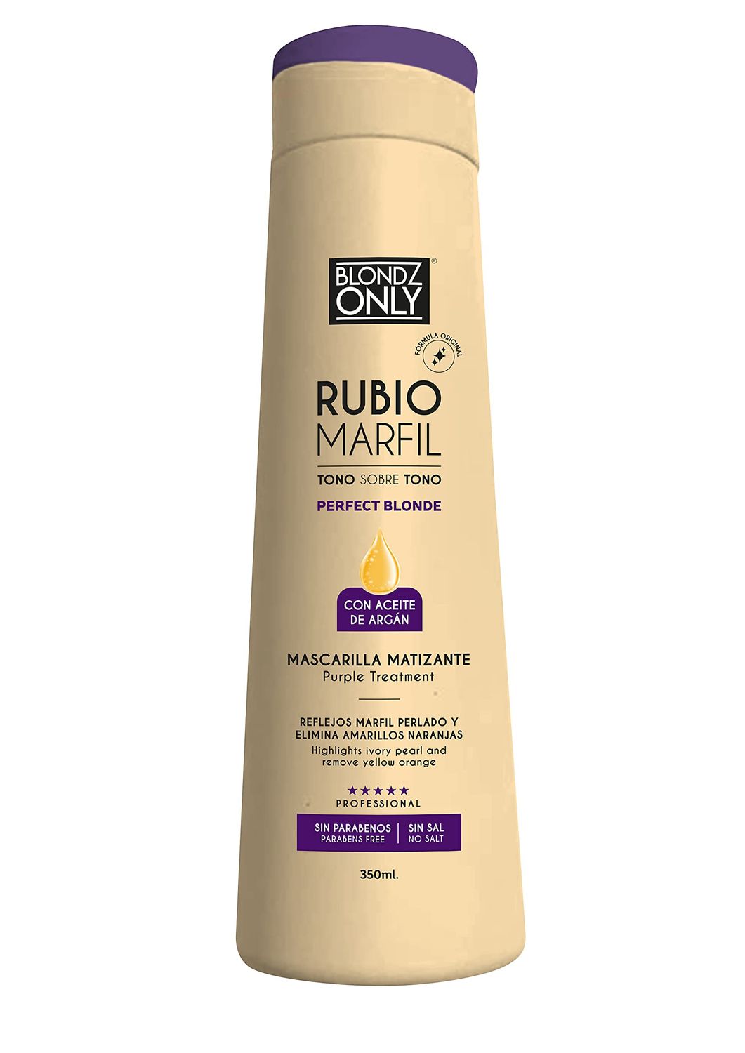 Blondz Only Purple Conditioner Treatment Mask Rubio Marfil Blonde Pearl with Argan Oil Perfect Blonde Toner (Beige) 11.8 Fluid Ounce (350 ml)