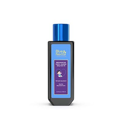 Blue Nectar Ayurvedic Baby Hair Oil with Organic Ghee, Almond Oil, Coconut Oil Olive Oil for Hair and Scalp(18 Herbs, 3.38 Fl Oz)
