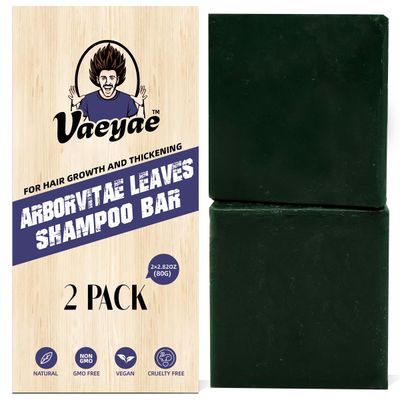 VAEYAE Arborvitae Leaves Shampoo Bar For Thinning Hair Growth Thickening, Gray Hair Loss Reverse Products, Thicker Fuller Regrowth Solid Conditioner Soap For Men Women 2pcs