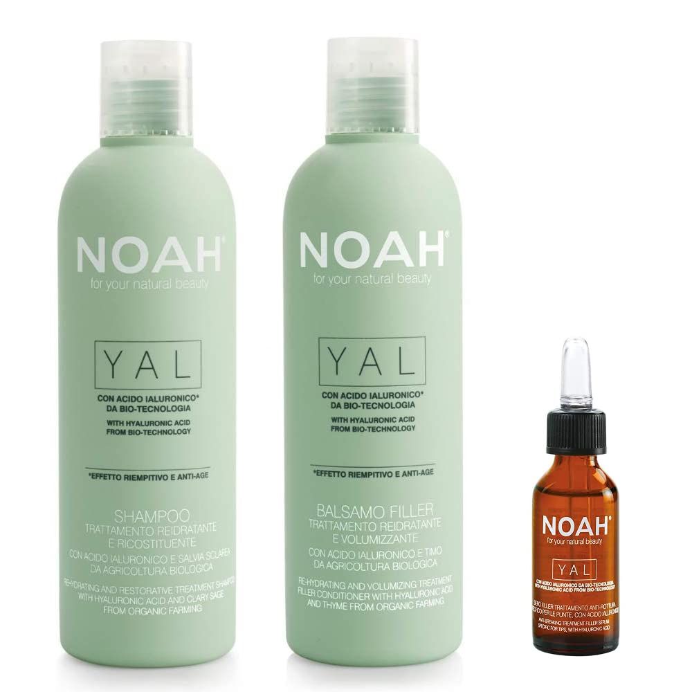 NOAH Yal Hyaluronic Acid Hair Care Set - Moisturizing Shampoo, Conditioner Serum - Cruelty-Free, Fortifying Detangling - 8.5 fl.oz (250ml) Each Hair Serum 20ml
