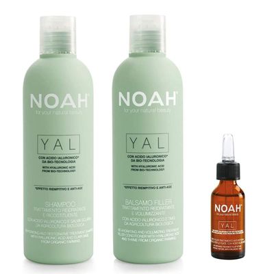 NOAH Yal Hyaluronic Acid Hair Care Set - Moisturizing Shampoo, Conditioner Serum - Cruelty-Free, Fortifying Detangling - 8.5 fl.oz (250ml) Each Hair Serum 20ml