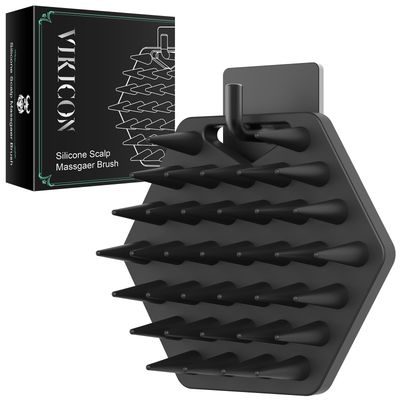 VIKICON Silicone Scalp Massager Shampoo Brush - Hair Beard Exfoliator Scrubber for Hair Growth, Reduces Dandruff - WetDry Shower Head Massager - Gift for Men Women All Hair Types Includes Hook