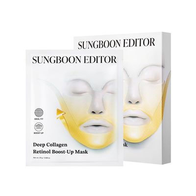 SUNBOON EDITOR Deep Collagen Retinol Tension Boost Up Mask Retinol, Volufiline, Lifted Skin, Skin Firmness, Boosted Volume for Sagging skin, Double Chin Reducer, V Line Lifting Mask, 25g x 4ea