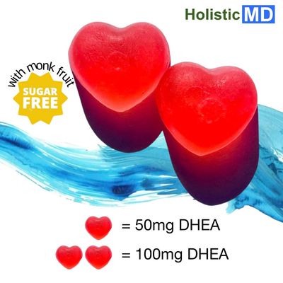Holistic MD dhea 100mg 50mg dhea Supplement for Women dhea Supplement for Men clinically Studied high Absorption Sugar Free Vegan Strawberry Gummies 60 Days Supply