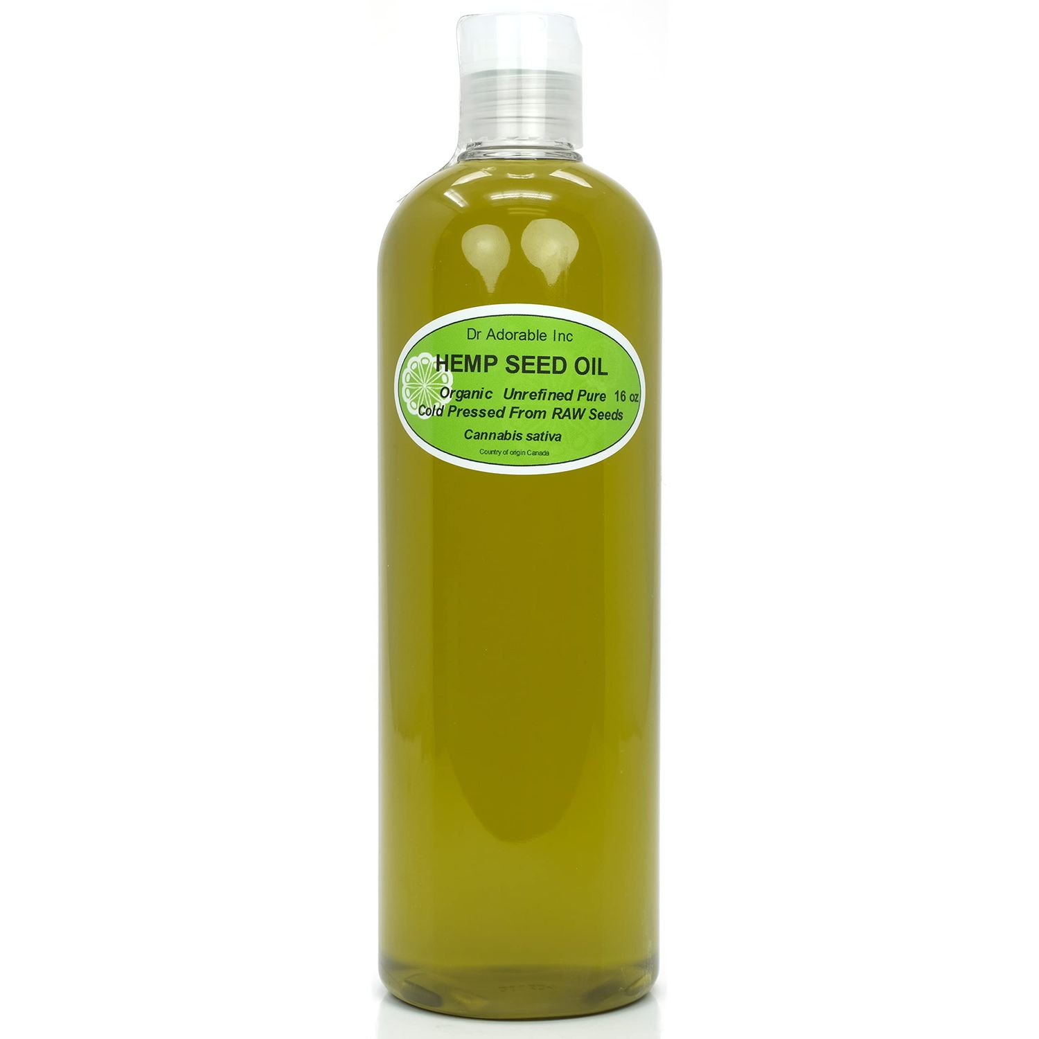 Dr Adorable - 16 oz - Hemp Seed Oil UNREFINED - 100 Pure Natural Cold Pressed Organic