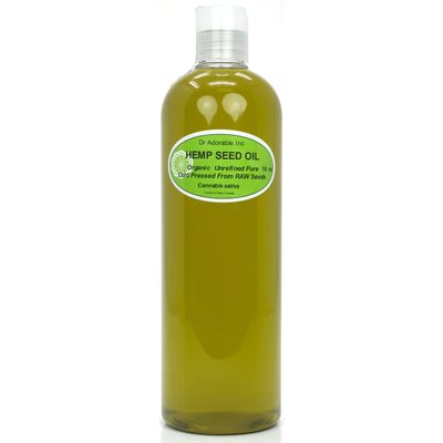 Dr Adorable - 16 oz - Hemp Seed Oil UNREFINED - 100 Pure Natural Cold Pressed Organic