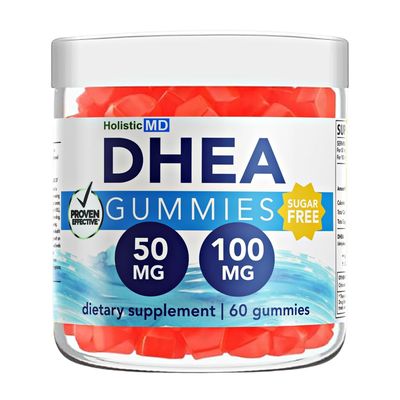 Holistic MD dhea 100mg 50mg dhea Supplement for Women dhea Supplement for Men clinically Studied high Absorption Sugar Free Vegan Strawberry Gummies 60 Days Supply