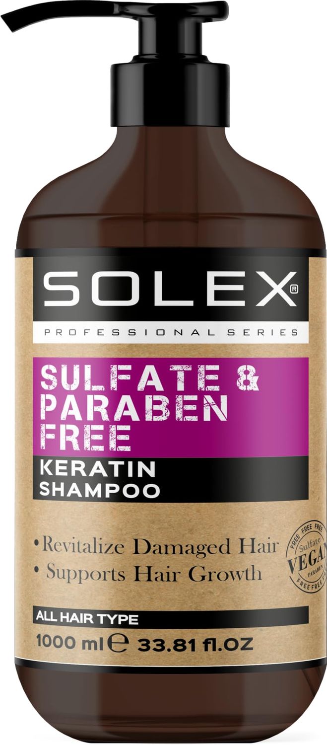 Solex Keratin Shampoo for Hair Growth - Sulfate Paraben Free - Volumizing Shampoo for Hair Loss - Treatment for Men Women, Thickening Volumizing Products, (1 Pack x 33.8 Fl Oz. 1000 mL)