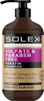Solex Keratin Shampoo for Hair Growth - Sulfate Paraben Free - Volumizing Shampoo for Hair Loss - Treatment for Men Women, Thickening Volumizing Products, (1 Pack x 33.8 Fl Oz. 1000 mL)