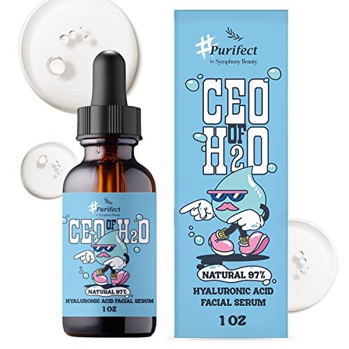 Hyaluronic Acid 100 Facial Skin Care Serum with Vitamin E - Plumping Hydrating Soothing Relieves Redness - Pairs Well with Vitamin C Serum Moisturizer Made In USA 30ml1fl oz ( CEO 0f H20)