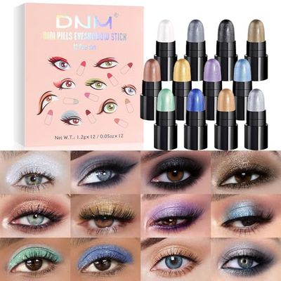AMY&#39;S DIARY Capsule Eyes hadow Sticks Set 12 Colors, Waterproof Smoky Eye Pencils, White, Black, Purple, Blue, Green pencil eye shadow palette makeup for woman (Set01)