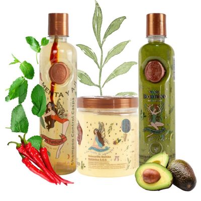 Ritual Botanico Shampoo Aji, Acondicionador Intensivo Plex y Mascarilla bomba capilar ritual botanico (3 Pack) Ritual Botanico Shampoo y Acondicionador, Ritual Botanico Tratamiento Intensivo,