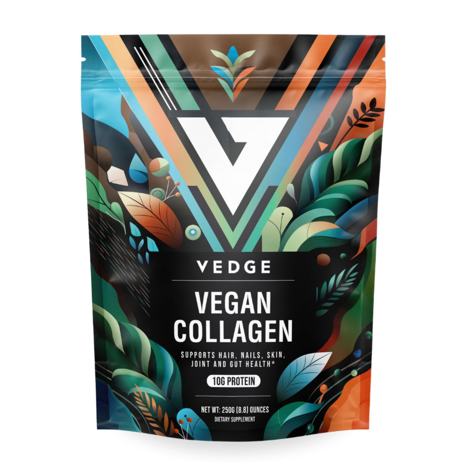 vedge Vegan Collagen Powder - Plant-Based Collagen Supplements for Hair, Skin, Nails, Joint Gut Health - 0.47oz Collagen Peptides 0.35oz ProteinServing - 8.8oz Pack