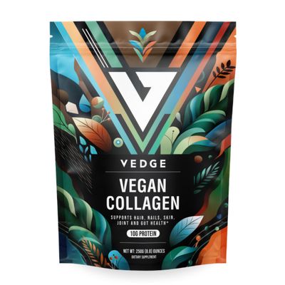 vedge Vegan Collagen Powder - Plant-Based Collagen Supplements for Hair, Skin, Nails, Joint Gut Health - 0.47oz Collagen Peptides 0.35oz ProteinServing - 8.8oz Pack