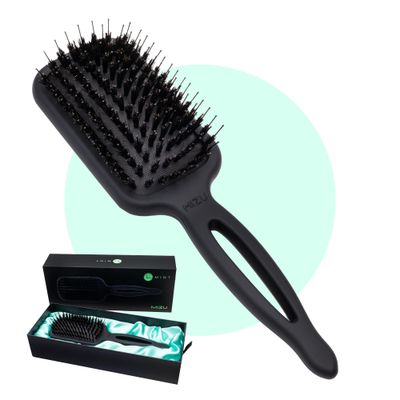 MINT Mizu Waterproof Boar Bristle Hair Brush for Women Create Long-Lasting Shine Premium Anti Breakage Detangling Paddle Wet Brush for Healthy Scalp Hair Growth Travel Hairbrush for Women