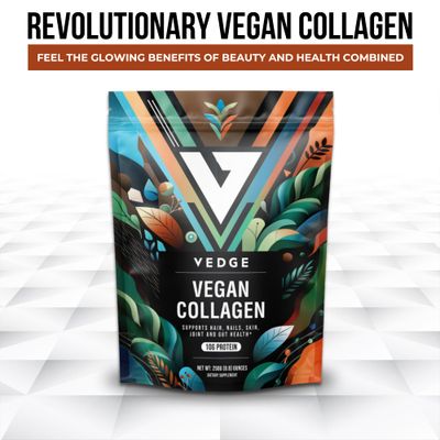 vedge Vegan Collagen Powder - Plant-Based Collagen Supplements for Hair, Skin, Nails, Joint Gut Health - 0.47oz Collagen Peptides 0.35oz ProteinServing - 8.8oz Pack