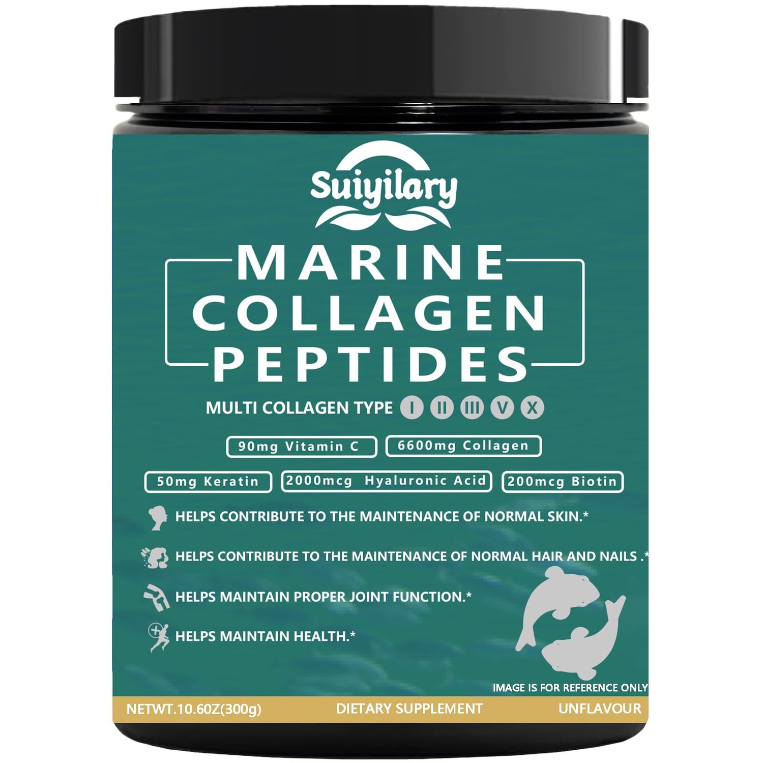 Collagen Peptides Powder for Women, Multi Marine Hydrolyzed for Healthy Hair, Skin, Nails with Hyaluronic Acid, Biotin, Vitamin C, 30 Servings (10.6 OZ, Unflavored)