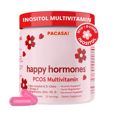 Happy Hormones PCOS Multivitamin Prebiotic Probiotic Blend Vaginal Health 120cap - Made in USA