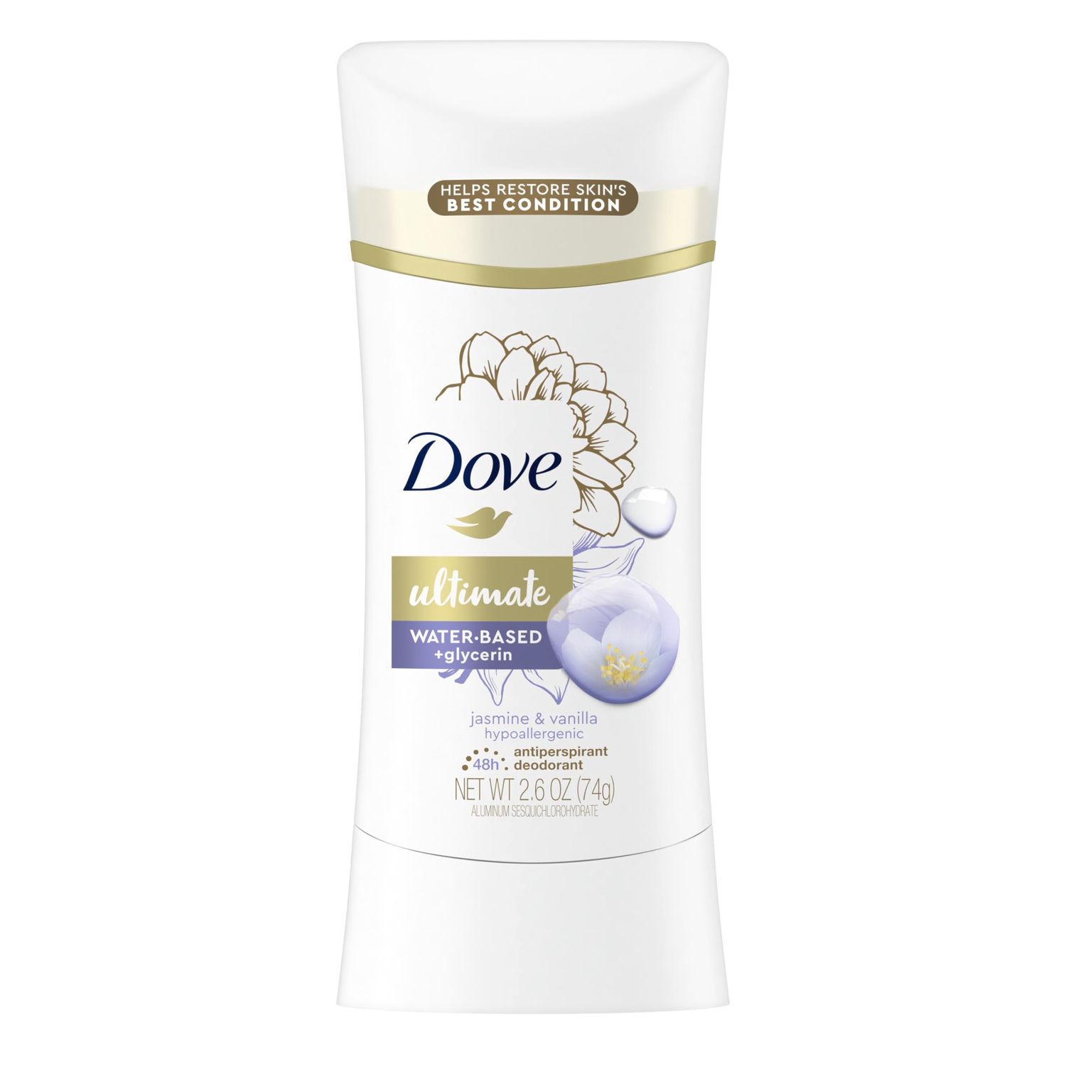 Dove Ultimate Antiperspirant Deodorant Stick Jasmine Vanilla 2.6 oz