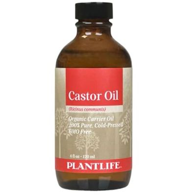 Plantlife Natural Castor Oil - Pure Cold-Pressed for Enhanced Hair and Skin Nourishment - Ideal for Eyebrow, Eyelash Hair Growth, Skin Hydration - 4 Fl Oz