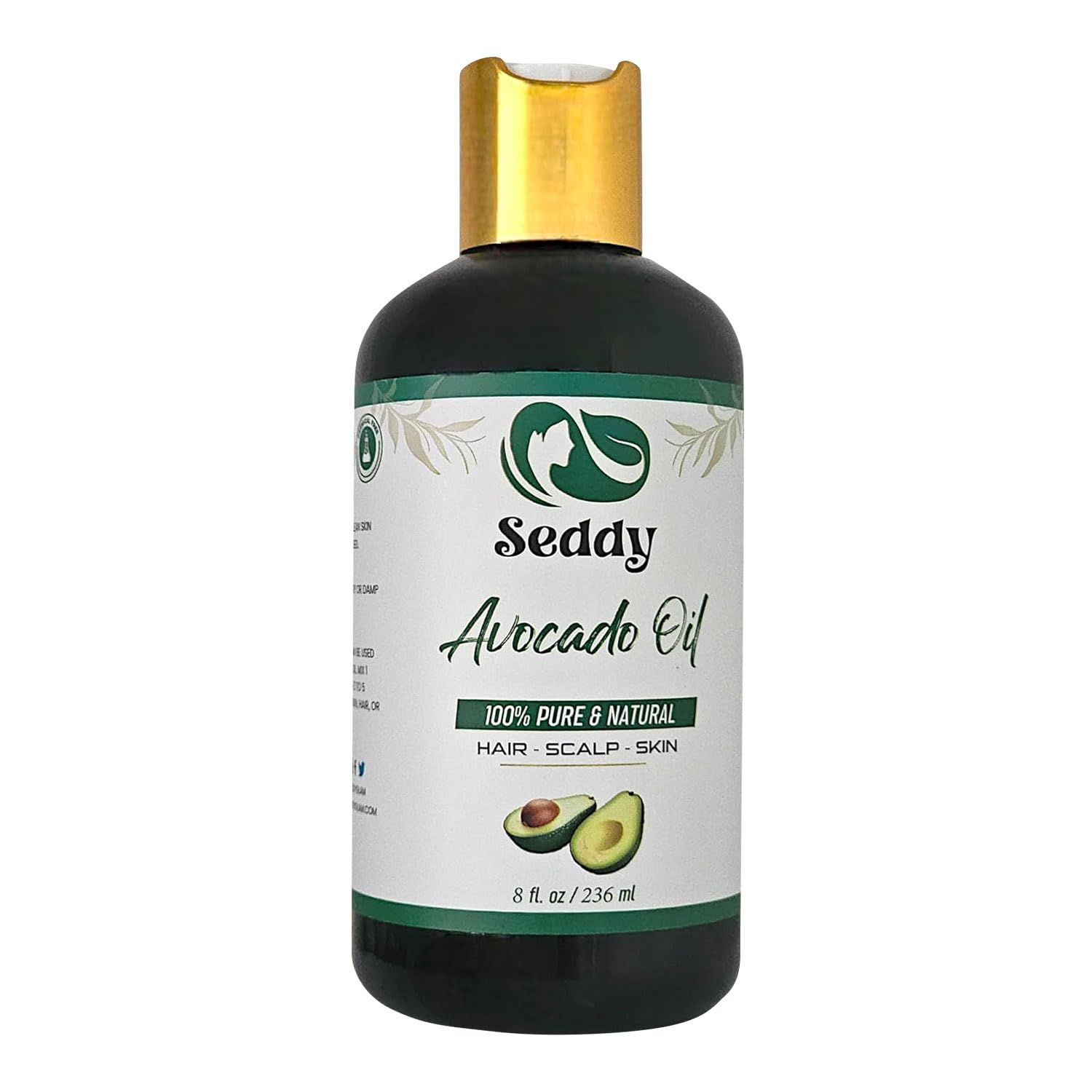 Seddy Avocado Oil - 100 Pure Natural Oil for Hair, Skin, Face, Body, Nails Unscented Hexane-Free Natural Carrier Oil Premium Moisturizer Ideal for DIY Beauty Blend - 8 Fl. Oz