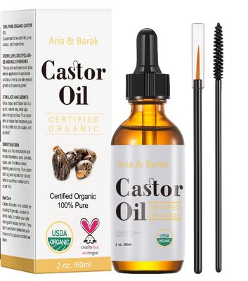 Aria Barak Organic Castor Oil for Hair, Skin and Eyelashes, 2 Fl Oz (Pack of 1)