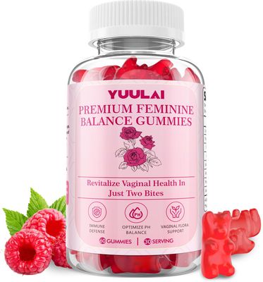 YUULAI Premium Feminine Balance Gummies, Hawaiian Pineapple Feminine Gummies for Women PH Balance Vaginal Health, Immune Support, Vegan, 60 Gummies