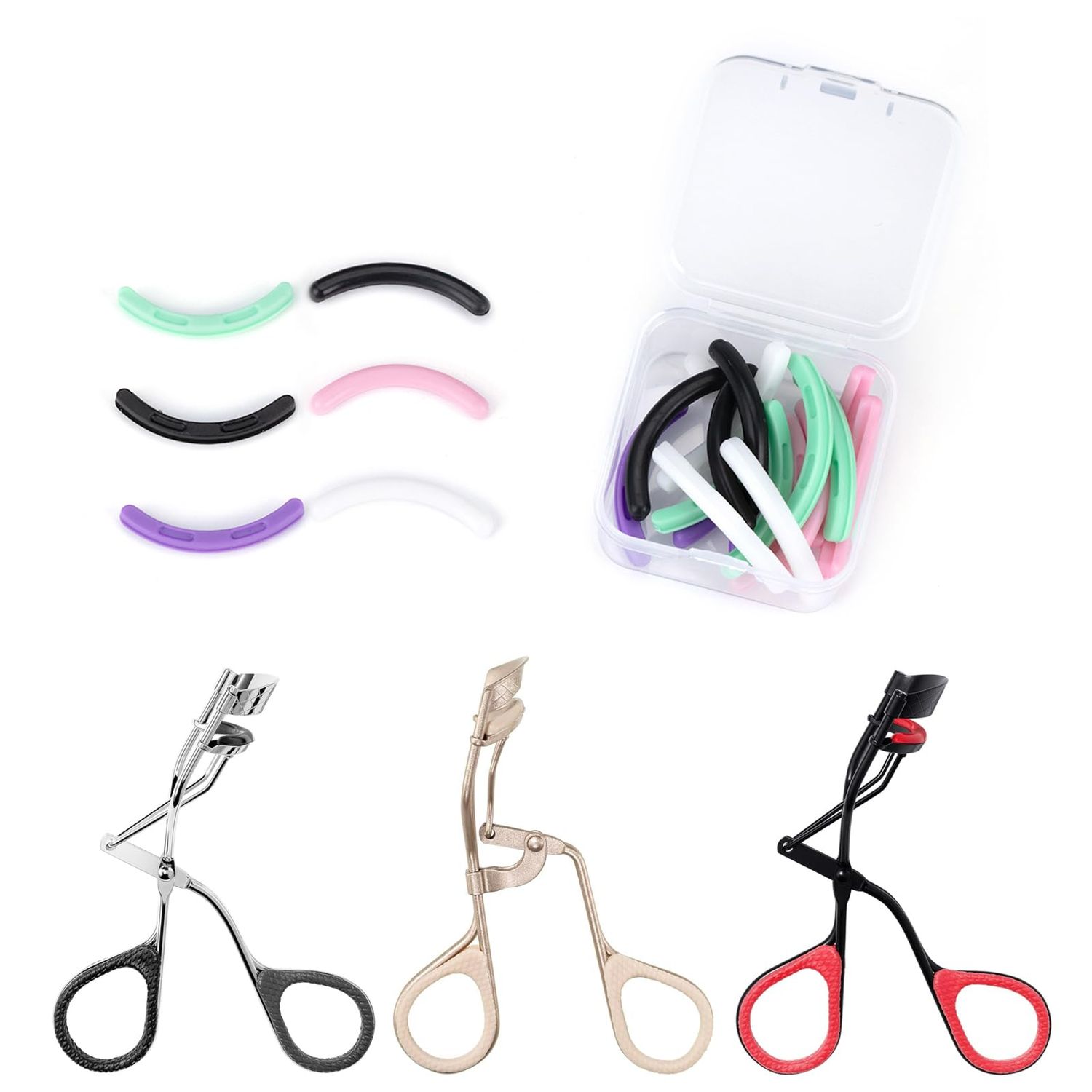 Eyelash Curler Refills Compatible with revlon,Eyelash Curler Pads 24PCS,Silicone Lash Curler Refill Pads Compatible with revlon (Colorful)