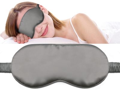 Fusion5 Silk Eye Mask with Elastic Band - 100 Pure Mulberry Sleep Mask - 25 Momme, Anti-Aging, Hypoallergenic, Blocks Light - Soft Smooth Night Eye Cover for Sleeping Travel with Box