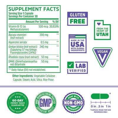 Zhou Neuro-Peak - Brain Supplements for Memory and Focus, Nootropic for Men Women, Brain Support Pill for Adults, Brain Vitamins - 30 Veggie Capsules (Pack of 1)